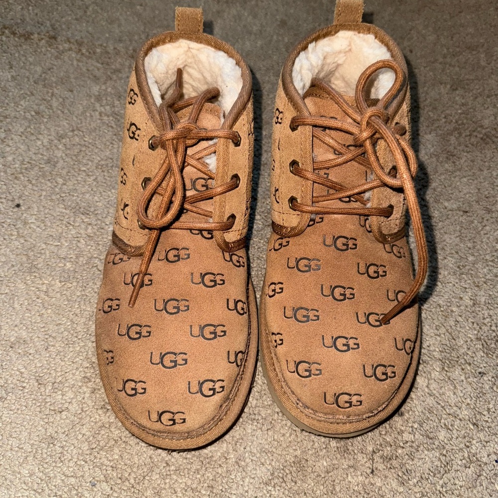 UGG Brown Logo Lace-Up Boots